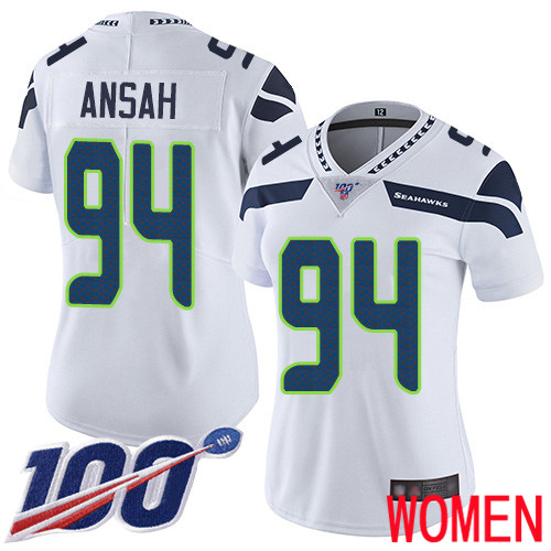 Seattle Seahawks Limited White Women Ezekiel Ansah Road Jersey NFL Football 94 100th Season Vapor Untouchable